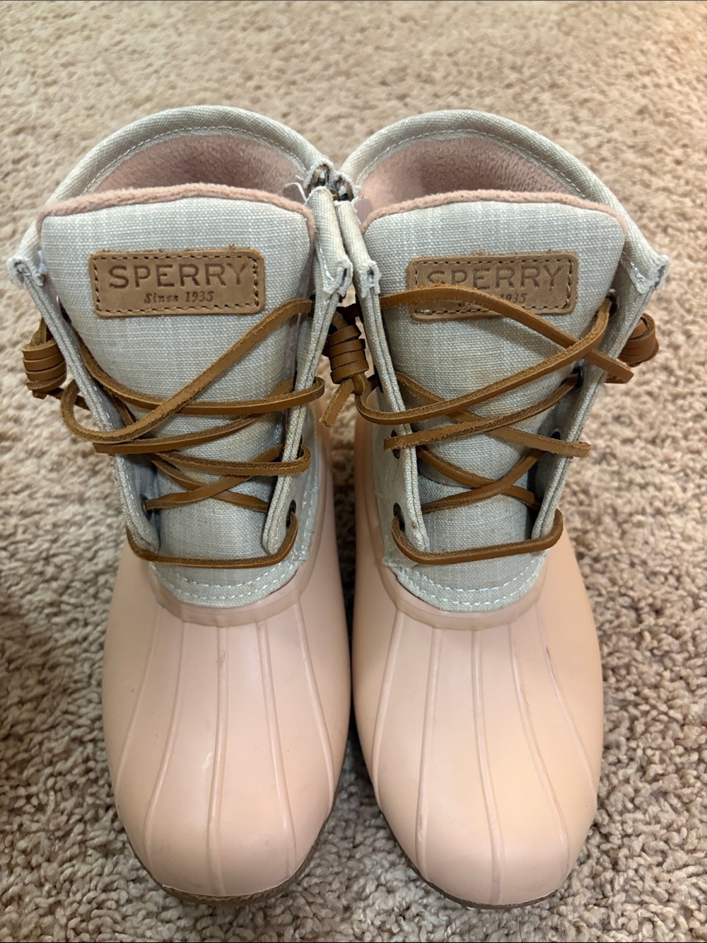 Sperry Blush and Cream Waterproof Duck Boots